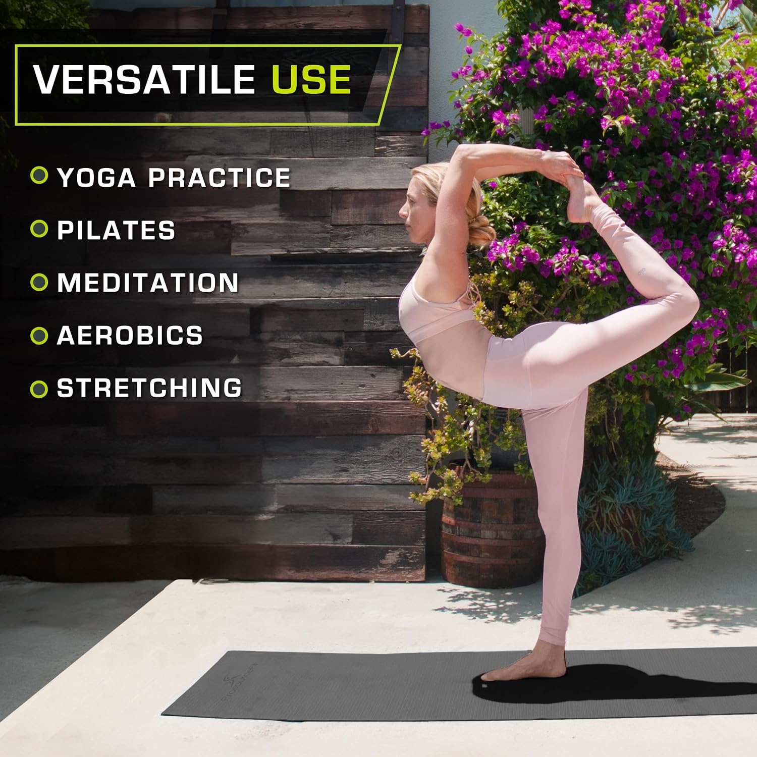image:imageProsourceFit Original Yoga Exercise Mat 14 6mm Thick for Comfort and Stability with Carrying Straps Non Slip Multiple ColorsBlack