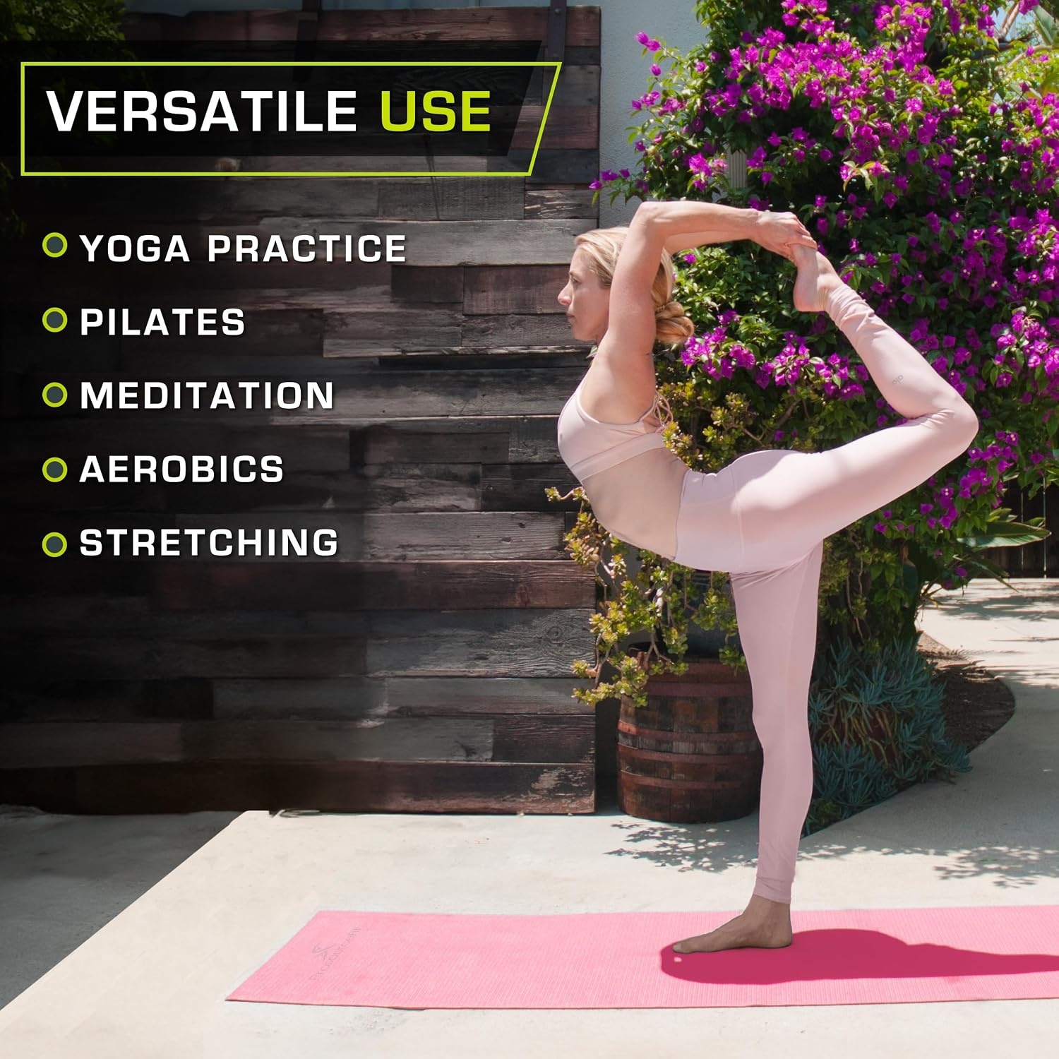 image:imageProsourceFit Original Yoga Exercise Mat 14 6mm Thick for Comfort and Stability with Carrying Straps Non Slip Multiple ColorsPink