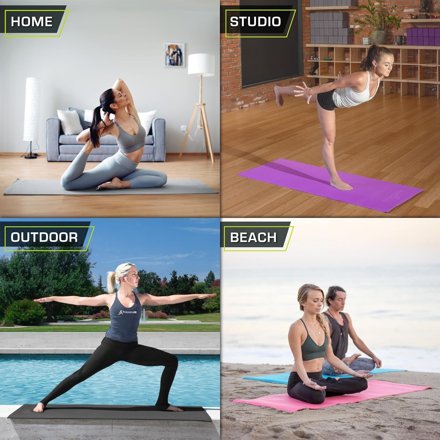 image:imageProsourceFit Original Yoga Exercise Mat 14 6mm Thick for Comfort and Stability with Carrying Straps Non Slip Multiple ColorsPink