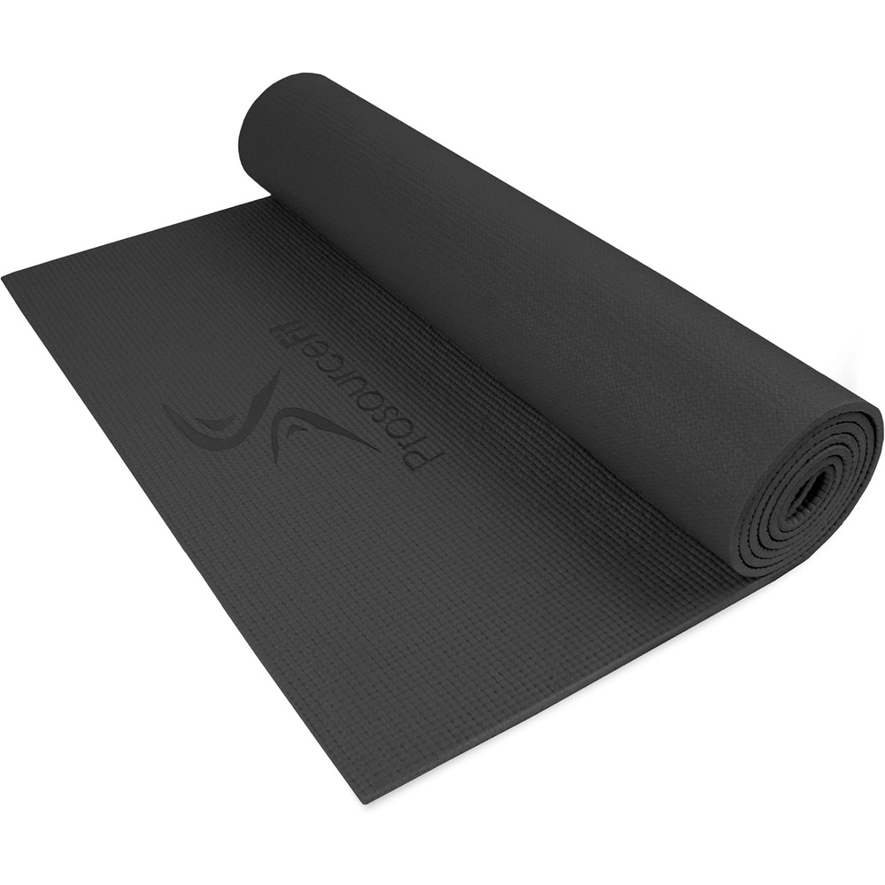image:imageProsourceFit Original Yoga Exercise Mat 14 6mm Thick for Comfort and Stability with Carrying Straps Non Slip Multiple ColorsBlack