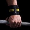 image:imageProsourceFit Pair of Barbell Weight Lifting Wrist Wraps Support with Thumb Loop RedYellow