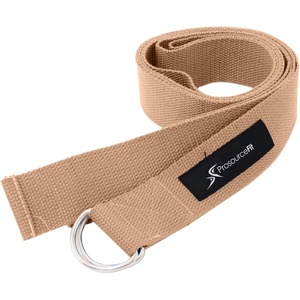 image:imageProsourceFit Metal DRing Yoga Strap 8 Durable Cotton for Stretching and FlexibilityBeige