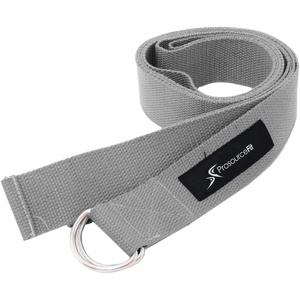 image:imageProsourceFit Metal DRing Yoga Strap 8 Durable Cotton for Stretching and FlexibilityGrey