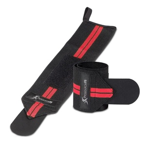 image:imageProsourceFit Pair of Barbell Weight Lifting Wrist Wraps Support with Thumb Loop RedRed
