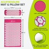 image:imageProsourceFit Acupressure Mat and Pillow Set for BackNeck Pain Relief and Muscle Relaxation OrangeLarge  PinkWhite