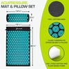 image:imageProsourceFit Acupressure Mat and Pillow Set for BackNeck Pain Relief and Muscle RelaxationBlackAqua