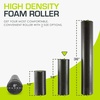 image:imageProsourceFit High Density Foam Rollers 12  inches long Firm Full Body Athletic Massage Tool for Back Stretching Yoga Pilates Post Workout Muscle Recuperation BlackBlueBlack