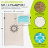 image:imageProsourceFit Ki Acupressure Mat and Pillow Set with 100 Natural Linen for BackNeck Pain Relief and Muscle RelaxationNatural Aqua