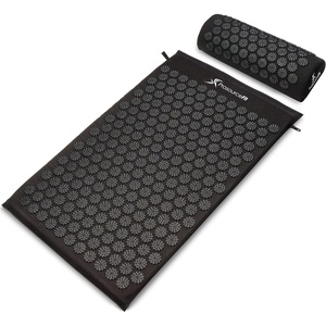 image:imageProsourceFit Acupressure Mat and Pillow Set for BackNeck Pain Relief and Muscle Relaxation OrangeLarge  BlackBlack