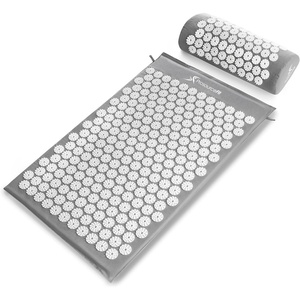 image:imageProsourceFit Acupressure Mat and Pillow Set for BackNeck Pain Relief and Muscle Relaxation OrangeLarge  GreyWhite