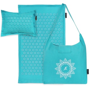 image:imageProsourceFit Ki Acupressure Mat and Pillow Set with 100 Natural Linen for BackNeck Pain Relief and Muscle RelaxationBahama Blue