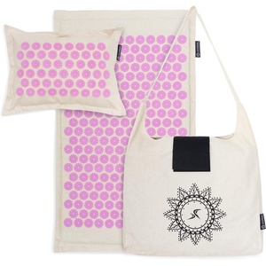 image:imageProsourceFit Ki Acupressure Mat and Pillow Set with 100 Natural Linen for BackNeck Pain Relief and Muscle RelaxationNatural Purpule