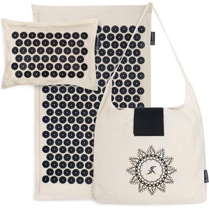 image:imageProsourceFit Ki Acupressure Mat and Pillow Set with 100 Natural Linen for BackNeck Pain Relief and Muscle RelaxationOnyx Gold