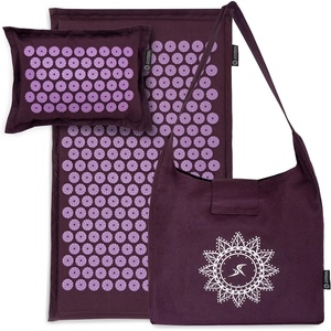 image:imageProsourceFit Ki Acupressure Mat and Pillow Set with 100 Natural Linen for BackNeck Pain Relief and Muscle RelaxationRoyal Lilac