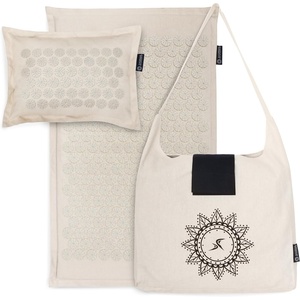 image:imageProsourceFit Ki Acupressure Mat and Pillow Set with 100 Natural Linen for BackNeck Pain Relief and Muscle RelaxationSand Dunes