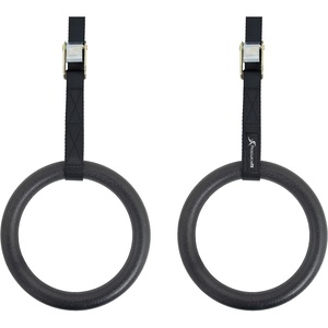 image:imageProsourceFit Fitness Gymnastics Rings with Straps for Total Body Conditioning at HomeBlack  Lexan