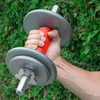 image:imageProsourceFit Thick Grips for Dumbbell and Barbell 19in Axle Bar Adapter for Weightlifting and Strength TrainingRed